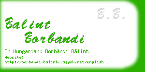balint borbandi business card