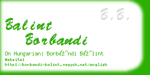 balint borbandi business card